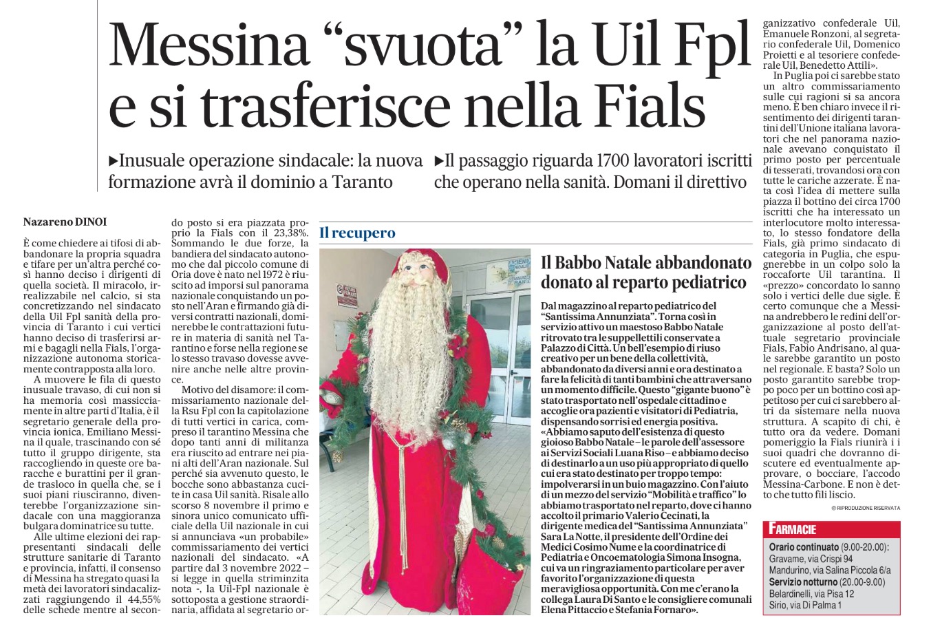 Articolo apparso su Il Quotidiano di Puglia.